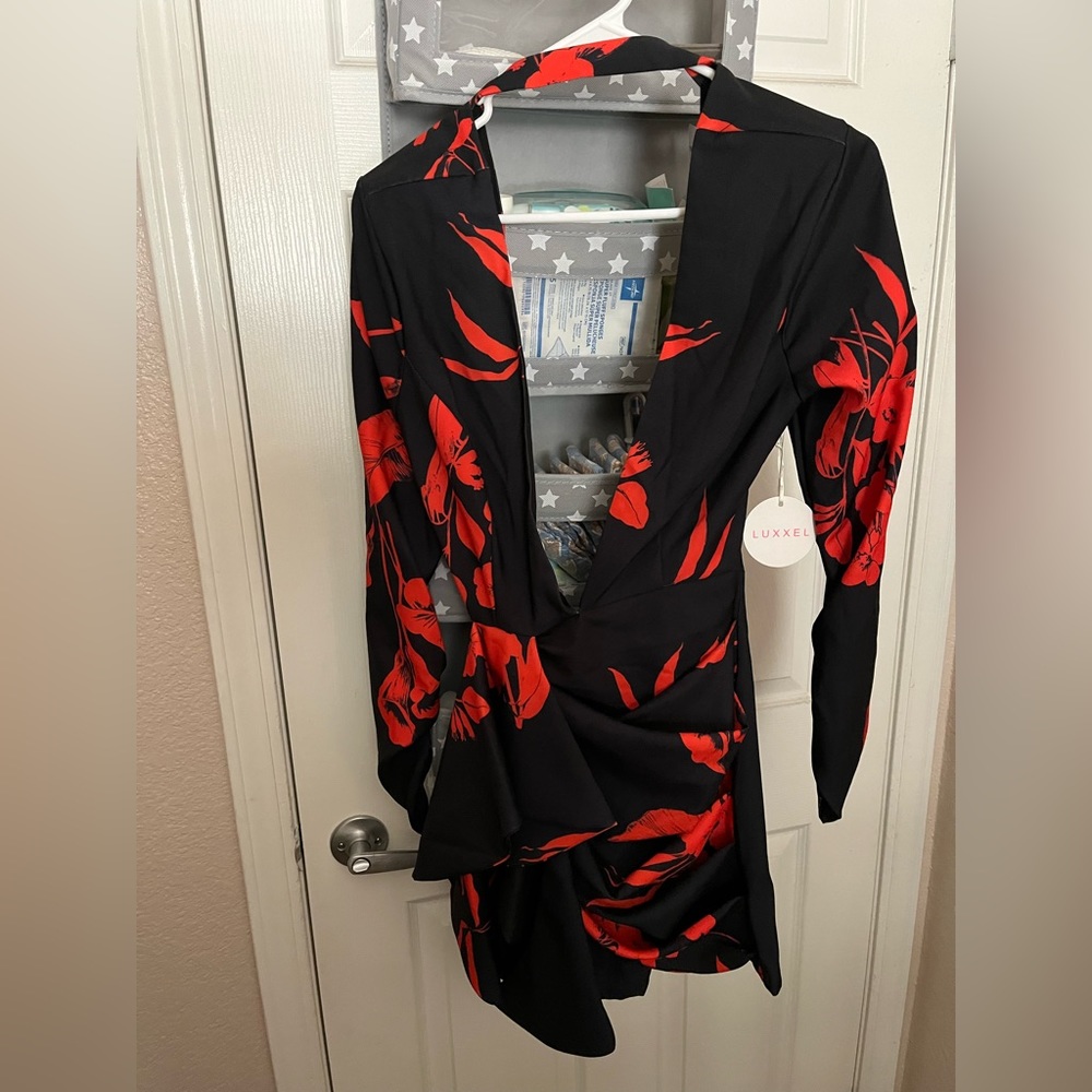 Sexy low cut long sleeve dress